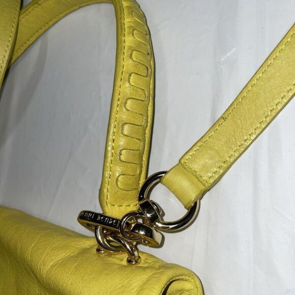 Henri Bendel‎ Bright Yellow Leather Crossbody Bag  Handbag 11"x11" - Picture 4 of 14